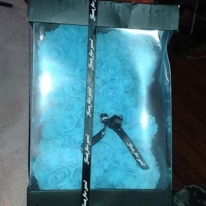 (Blue) FLOWERS Rose Bear Teddy